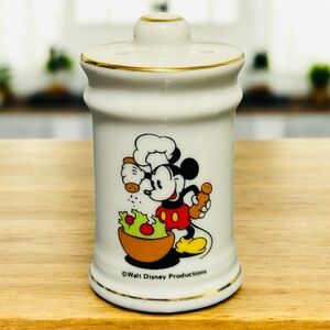 Vintage Walt Disney Chef Mickey Mouse Single Salt or Pepper Shaker Gold Trim